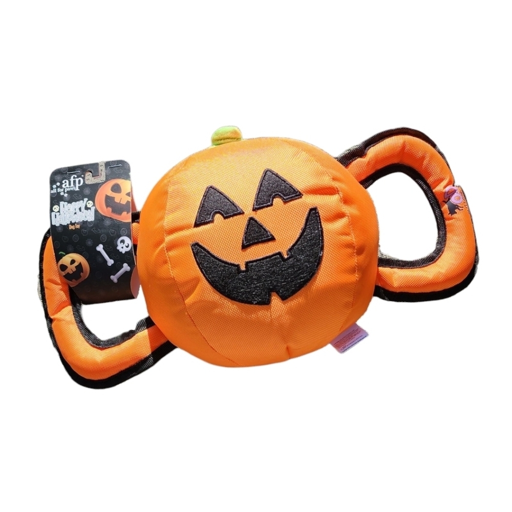 All For Paws Jack O' Lantern Halloween Pumpkin Handle Ball Fetch Dog Toy, NWT